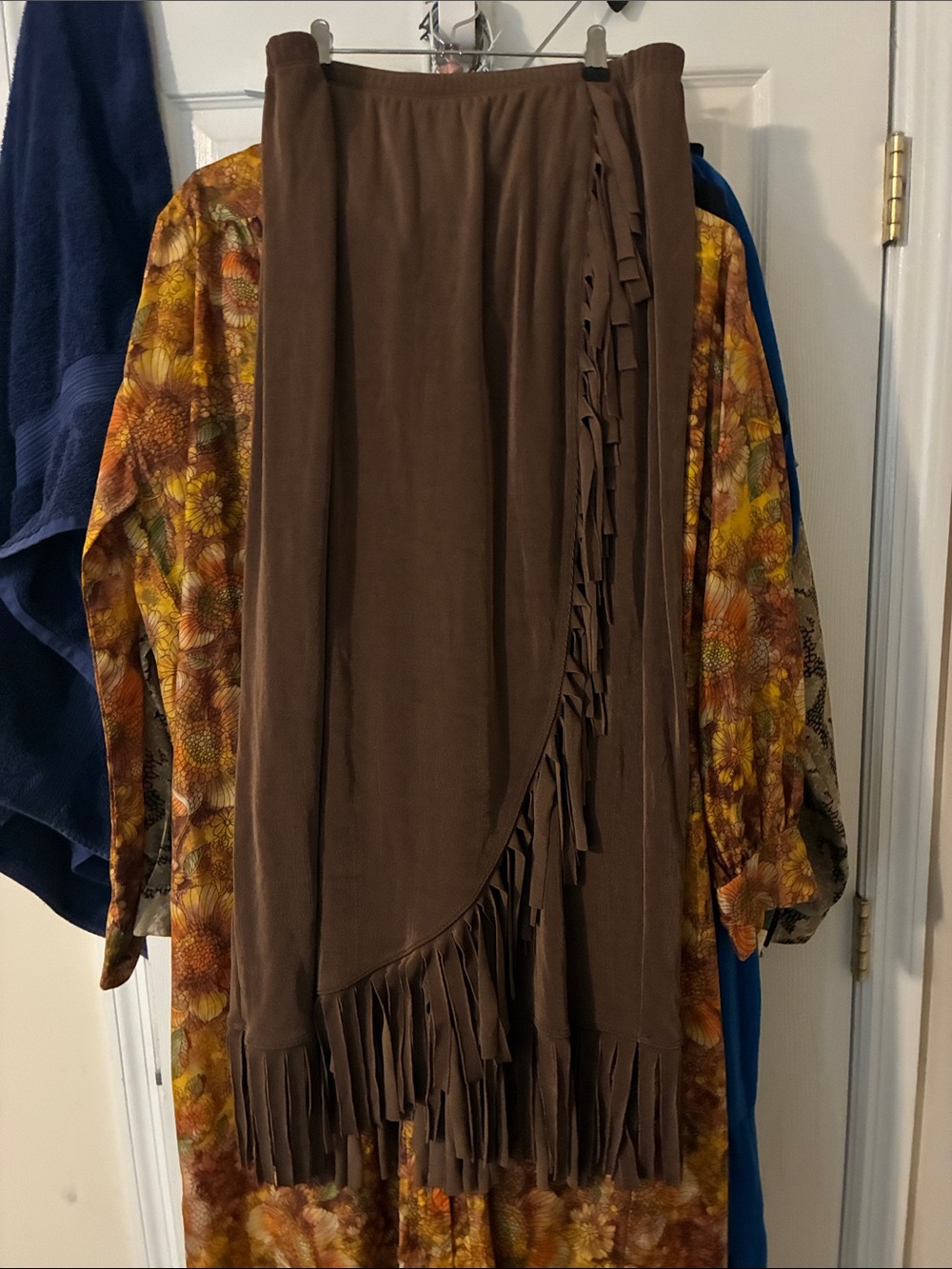 Brown Maxi Fringe Skirt - Women's Long Skirt